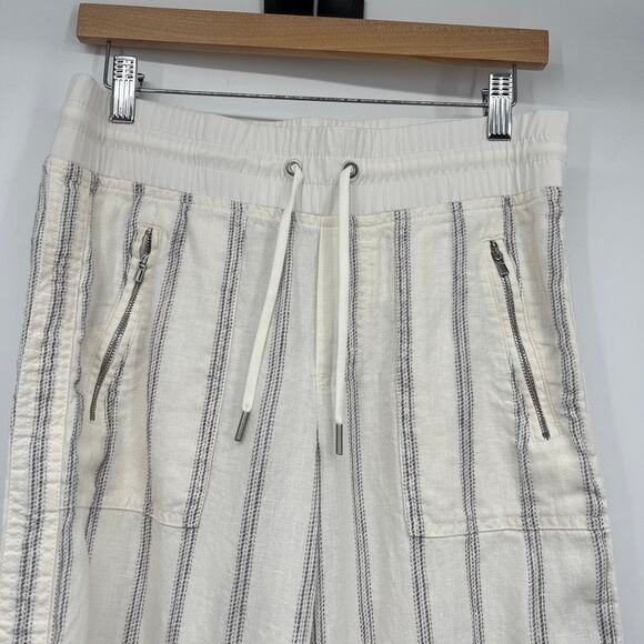 Athleta Cabo Tide Linen Wide Leg Pants Women’s 4 Cream Nautical Striped Beach - Picture 7 of 9